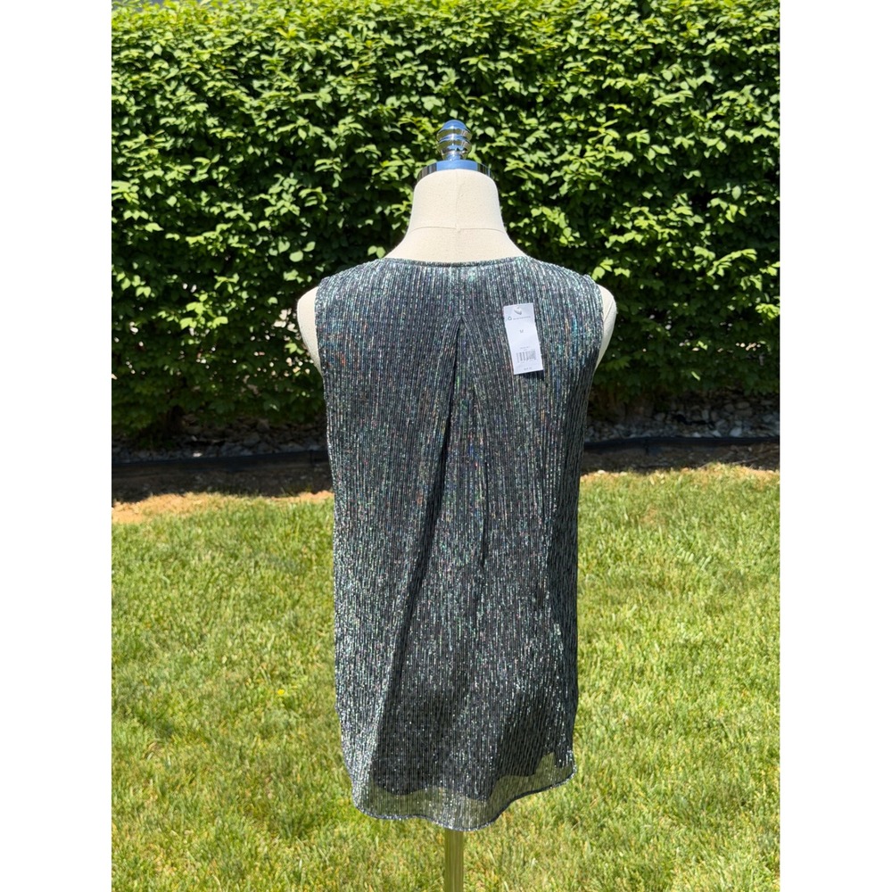NEW Banana Republic Silver Glam Shimmer Metallic Going Out Tank Top Women's‎ M - Picture 6 of 13